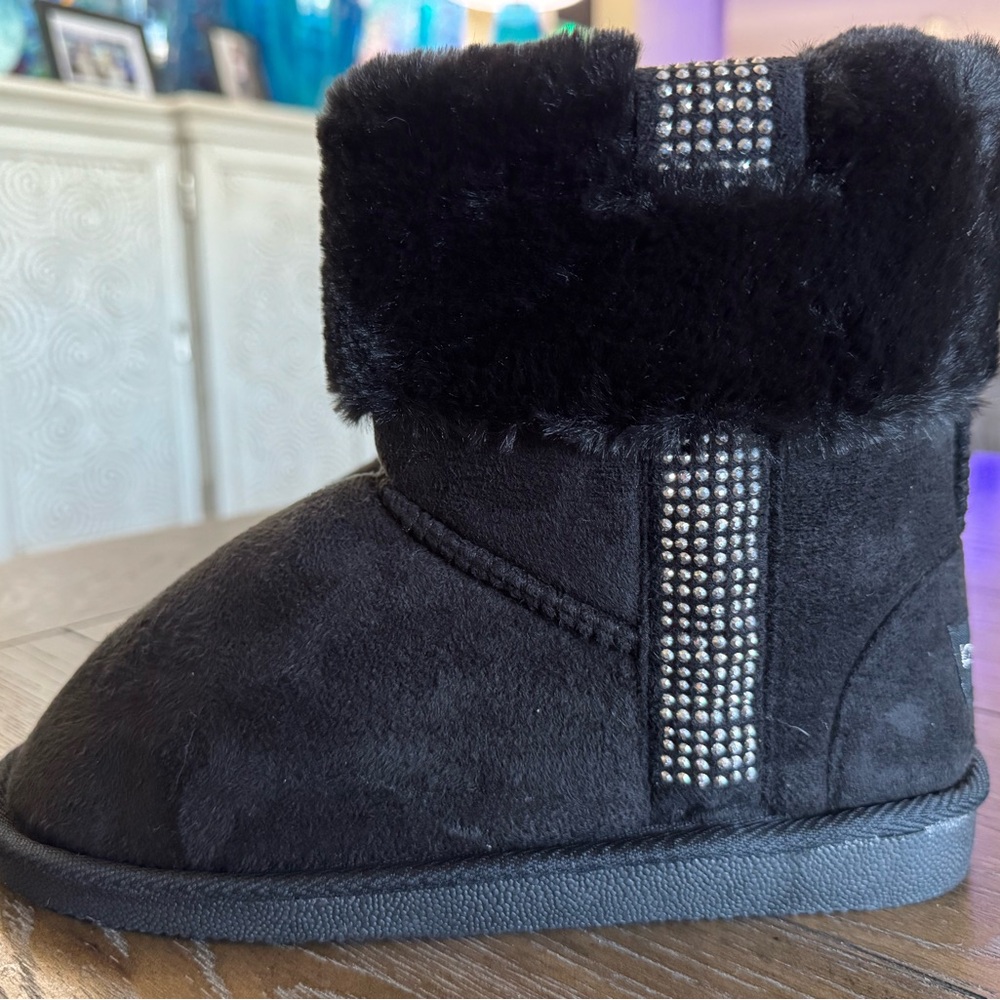 bebe Black Kids Boots with Silver Accents